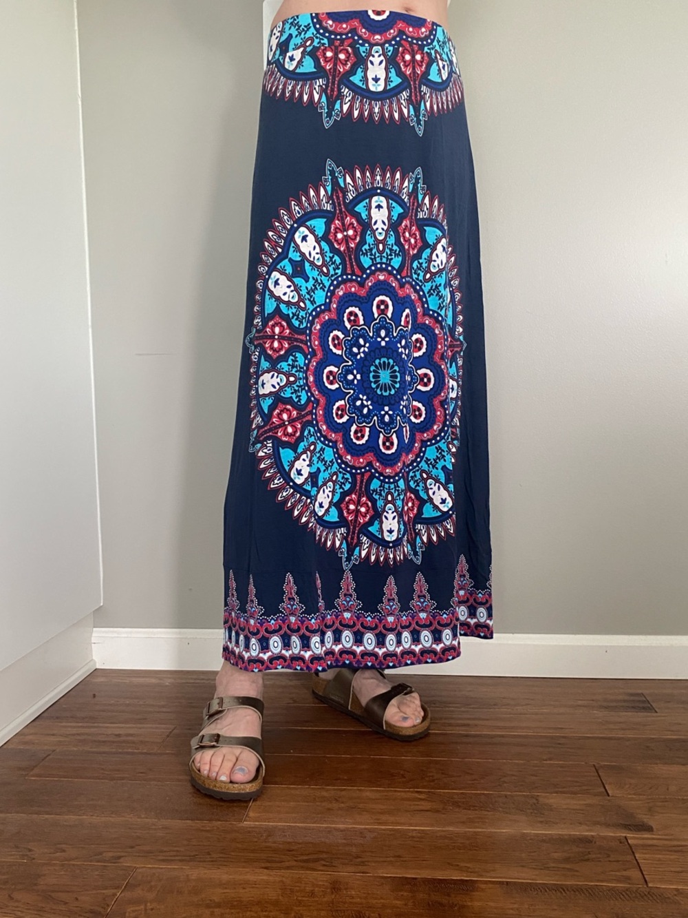 INC International Concepts Blue and Turquoise Printed Maxi Skirt